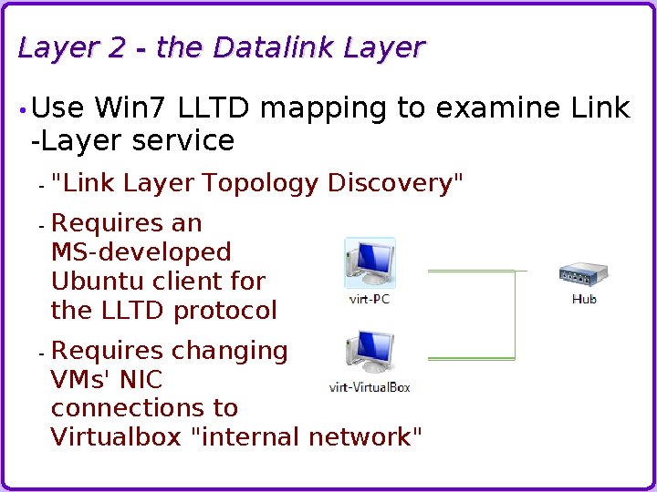 Layer 2 - the Datalink Layer • Use Win 7 LLTD mapping to examine