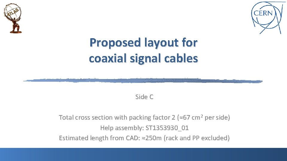 Proposed layout for coaxial signal cables Side C Total cross section with packing factor