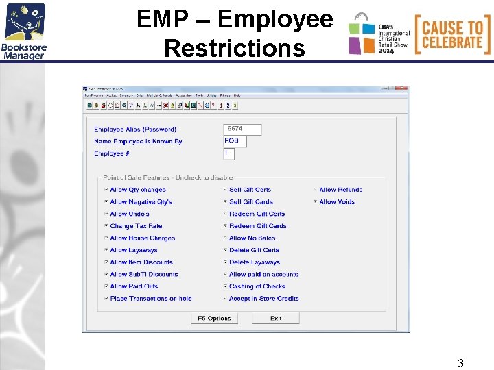 EMP – Employee Restrictions 3 