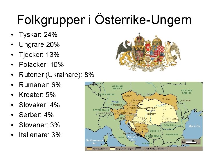 Folkgrupper i Österrike-Ungern • • • Tyskar: 24% Ungrare: 20% Tjecker: 13% Polacker: 10%