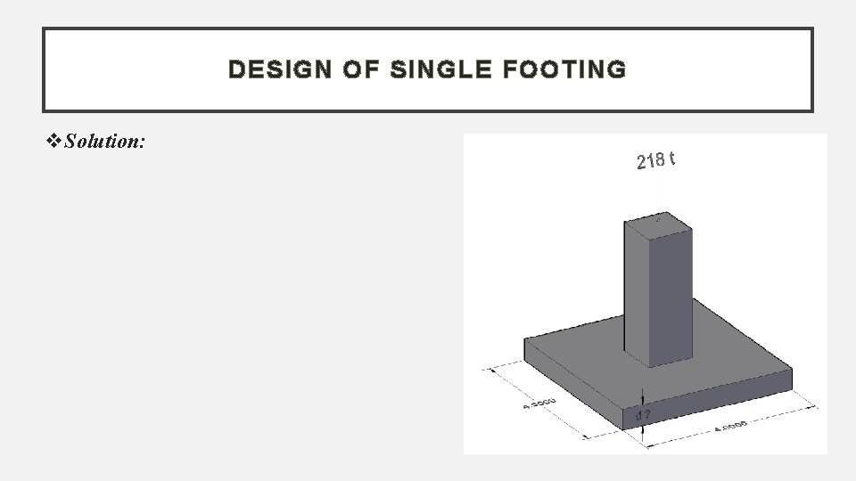 DESIGN OF SINGLE FOOTING Solution: 