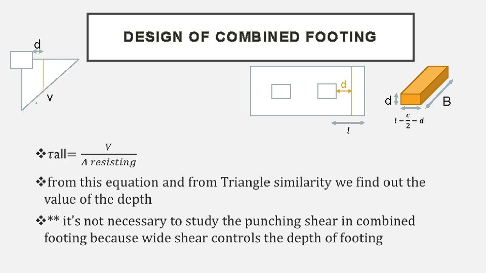 DESIGN OF COMBINED FOOTING d • v d d B 
