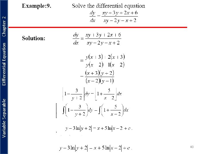 Chapter 2 40 Variable Separable Differential Equation Chapter 2 