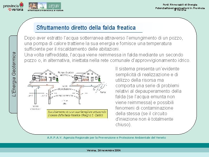 Fonti Rinnovabili di Energia Potenzialità ed applicazioni in Provincia di Verona DIPARTIMENTO PROVINCIALE DI