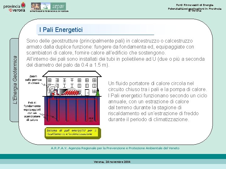 Fonti Rinnovabili di Energia Potenzialità ed applicazioni in Provincia di Verona DIPARTIMENTO PROVINCIALE DI