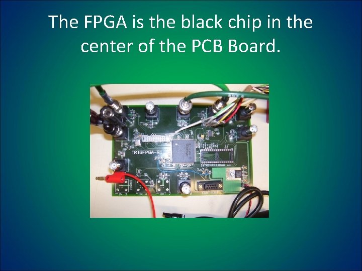 The FPGA is the black chip in the center of the PCB Board. 