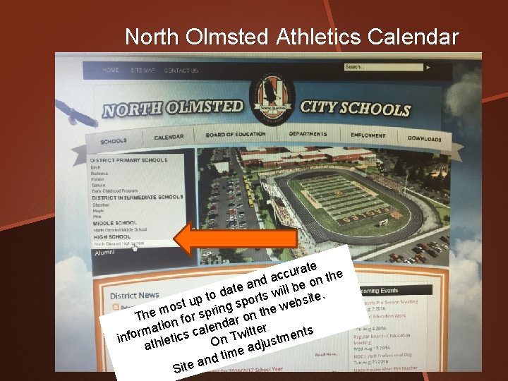 North Olmsted Athletics Calendar Click Here ate r u c the ac n d