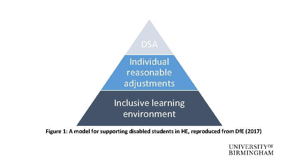 DSA Individual reasonable adjustments Inclusive learning environment Figure 1: A model for supporting disabled