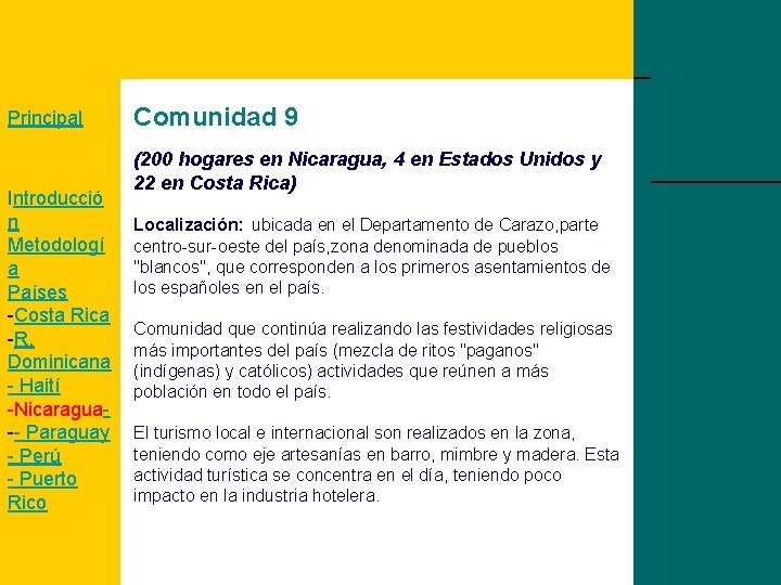 Principal Introducció n Metodologí a Países -Costa Rica -R. Dominicana - Haití -Nicaragua-- Paraguay