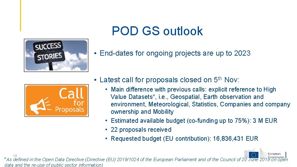 POD GS outlook • End-dates for ongoing projects are up to 2023 • Latest
