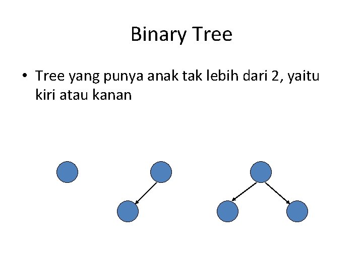 Binary Tree • Tree yang punya anak tak lebih dari 2, yaitu kiri atau