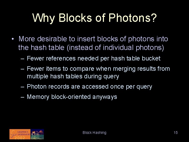 Why Blocks of Photons? • More desirable to insert blocks of photons into the