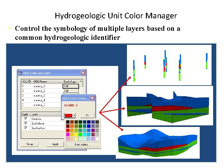 Hydrogeologic Unit Color Manager • Control the symbology of multiple layers based on a