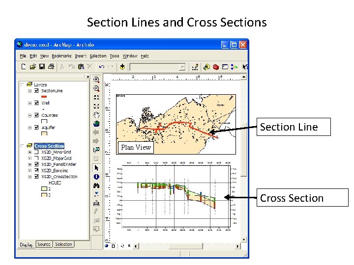 Section Lines and Cross Section Line Plan View Cross Section 