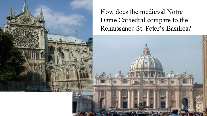 How does the medieval Notre Dame Cathedral compare to the Renaissance St. Peter’s Basilica?