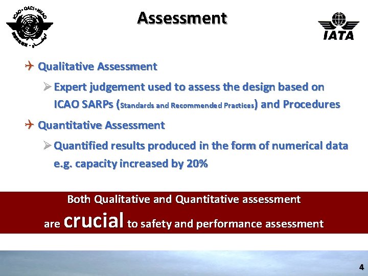 Assessment Q Qualitative Assessment Ø Expert judgement used to assess the design based on