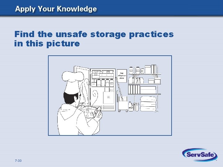 Find the unsafe storage practices in this picture 7 -33 