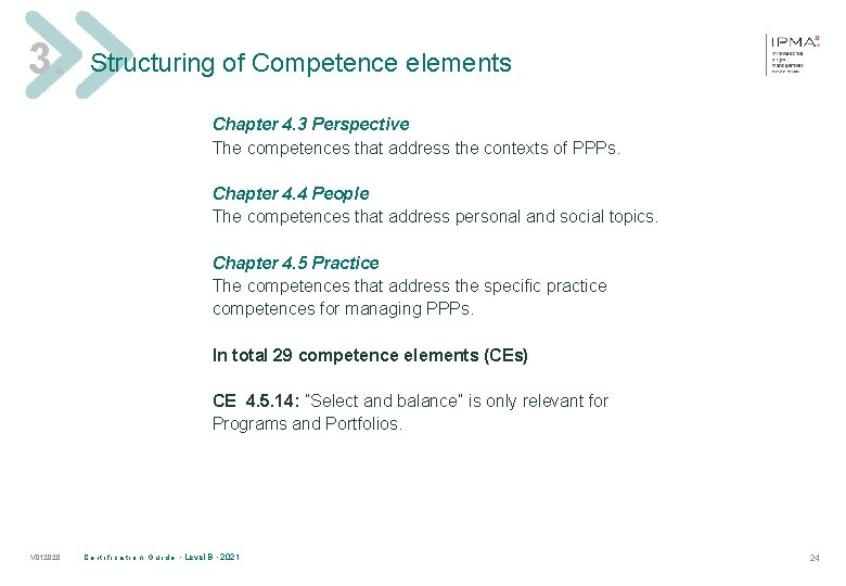 3. Structuring of Competence elements Chapter 4. 3 Perspective The competences that address the