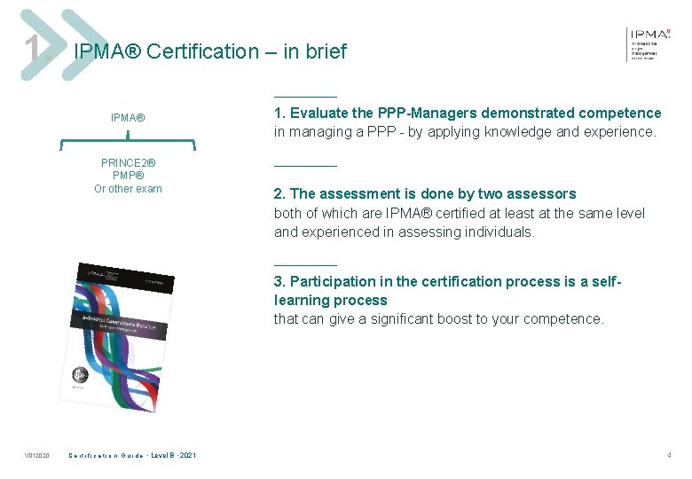 1. IPMA® Certification – in brief ______ IPMA® PRINCE 2® PMP® Or other exam