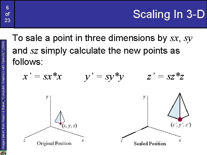 Images taken from Hearn & Baker, “Computer Graphics with Open. GL” (2004) 6 of