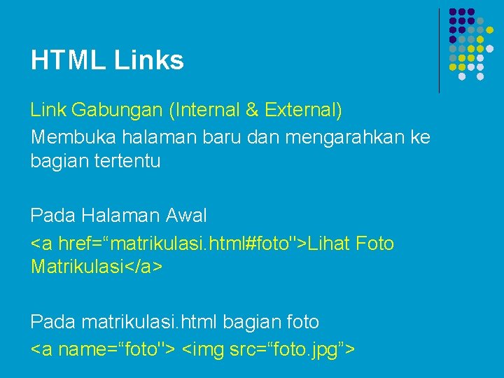 HTML Links Link Gabungan (Internal & External) Membuka halaman baru dan mengarahkan ke bagian