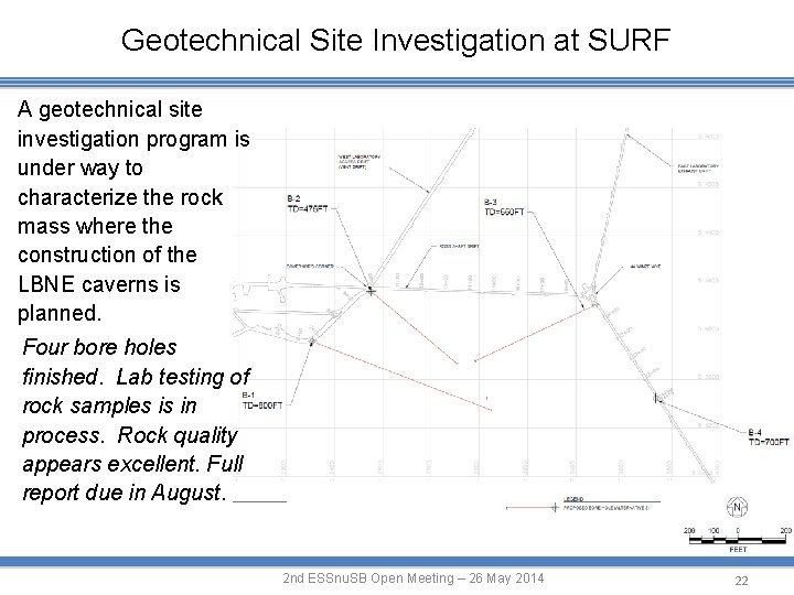 Geotechnical Site Investigation at SURF A geotechnical site investigation program is under way to