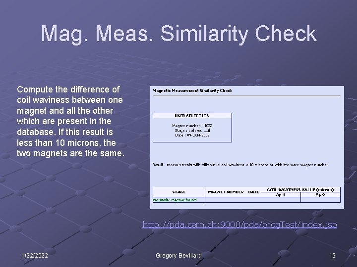 Mag. Meas. Similarity Check Compute the difference of coil waviness between one magnet and