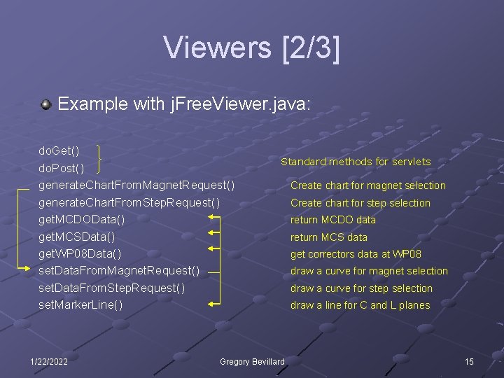Viewers [2/3] Example with j. Free. Viewer. java: do. Get() do. Post() generate. Chart.