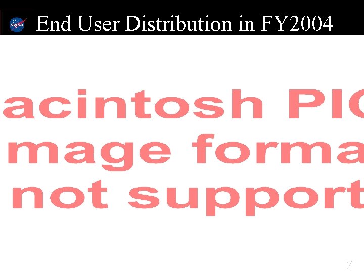 End User Distribution in FY 2004 ESDIS Science Operations Office 7 