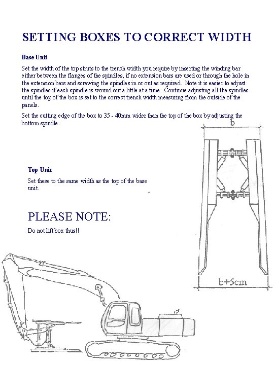 SETTING BOXES TO CORRECT WIDTH Base Unit Set the width of the top struts