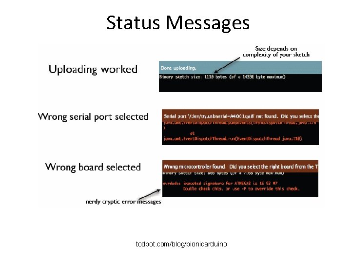 Status Messages todbot. com/blog/bionicarduino Status Messages todbot. com/blog/bionicarduino