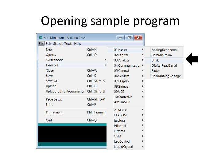 Opening sample program Opening sample program