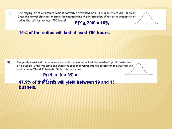 P(X > 700) = 16% of the radios will last at least 700 hours.