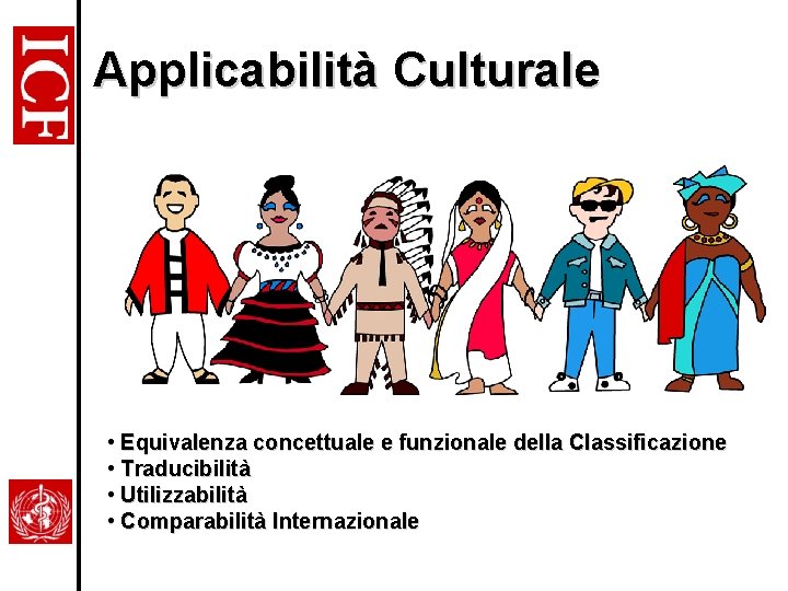 Applicabilità Culturale • Equivalenza concettuale e funzionale della Classificazione • Traducibilità • Utilizzabilità •