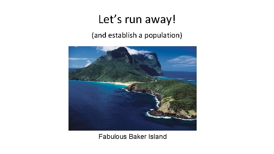 Let’s run away! (and establish a population) Fabulous Baker Island 