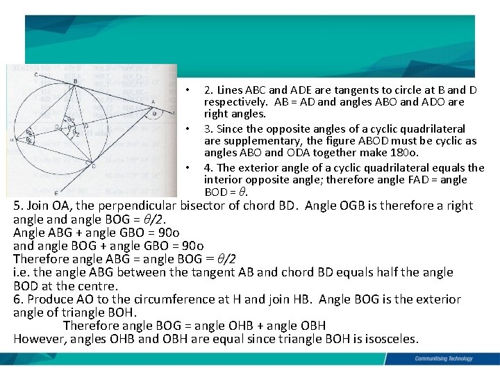  • • • 2. Lines ABC and ADE are tangents to circle at