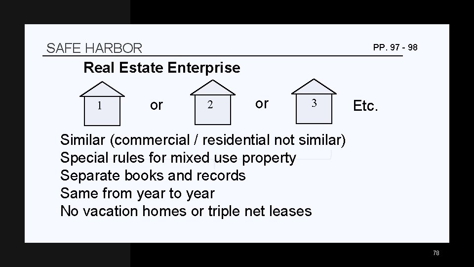 SAFE HARBOR PP. 97 - 98 Real Estate Enterprise 1 or 2 or 3