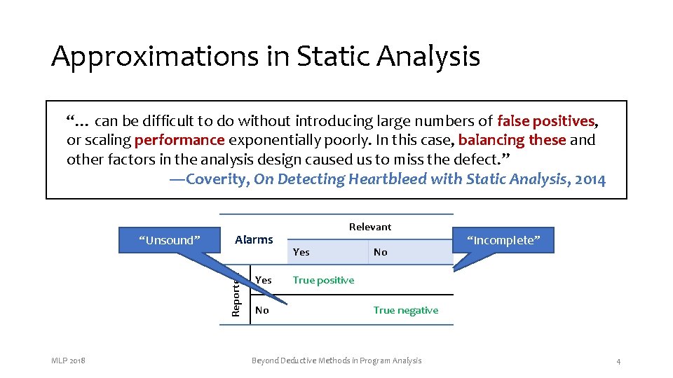 Approximations in Static Analysis • Challenge #1: Most analysis are undecidable “… can be Approximations in Static Analysis • Challenge #1: Most analysis are undecidable “… can be