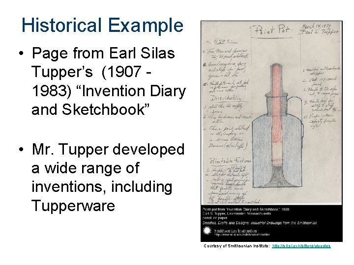 Historical Example • Page from Earl Silas Tupper’s (1907 1983) “Invention Diary and Sketchbook”