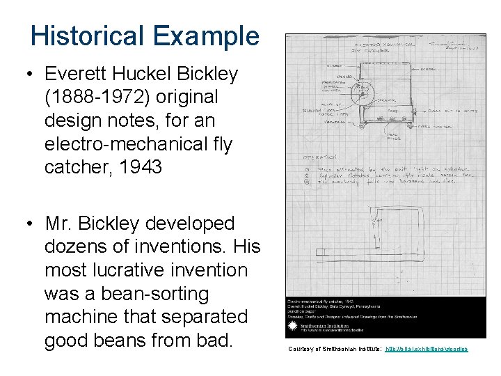 Historical Example • Everett Huckel Bickley (1888 -1972) original design notes, for an electro-mechanical
