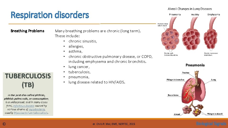 Respiration disorders Breathing Problems © Many breathing problems are chronic (long term). These include: