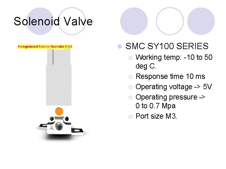 Solenoid Valve l SMC SY 100 SERIES ¡ ¡ ¡ Working temp: -10 to
