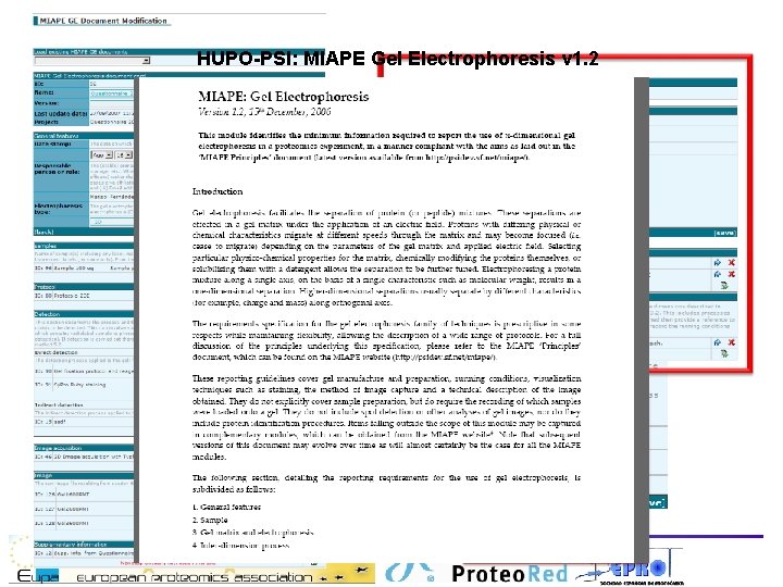 HUPO-PSI: MIAPE Gel Electrophoresis v 1. 2 