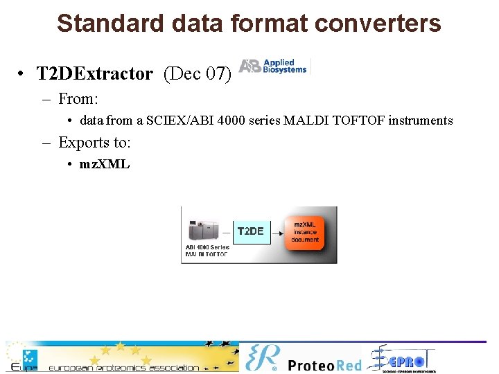 Standard data format converters • T 2 DExtractor (Dec 07): – From: • data