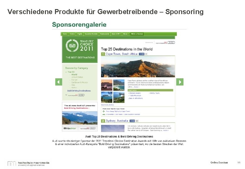 Verschiedene Produkte für Gewerbetreibende – Sponsoring Online Services 11 