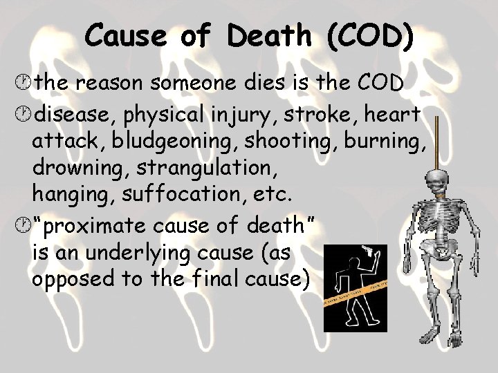 Death Meaning Manner Mechanism Cause Time Back in
