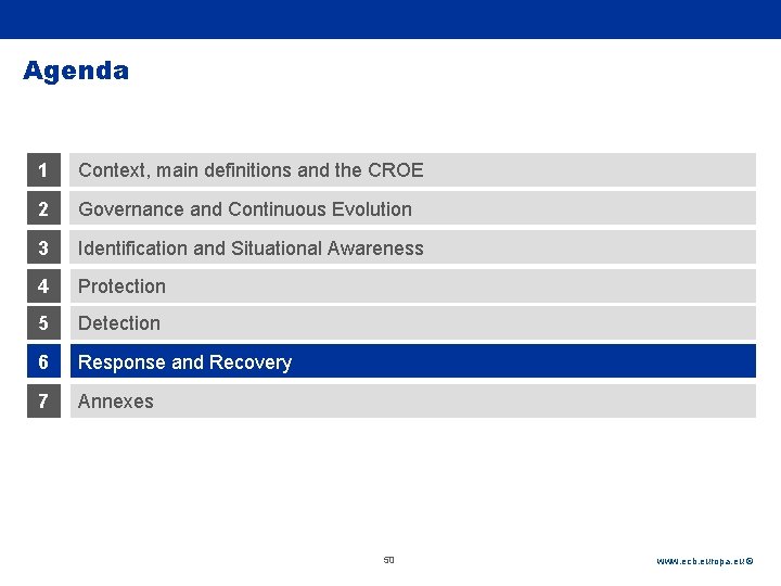 Rubric Agenda 1 Context, main definitions and the CROE 2 Governance and Continuous Evolution