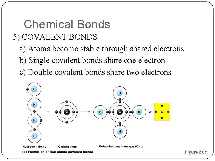Chemical Bonds 5) COVALENT BONDS a) Atoms become stable through shared electrons b) Single