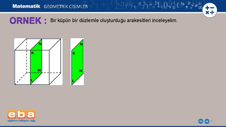 GEOMETRİK CİSİMLER Bir küpün bir düzlemle oluşturduğu arakesitleri inceleyelim. 5 