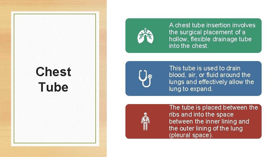 A chest tube insertion involves the surgical placement of a hollow, flexible drainage tube